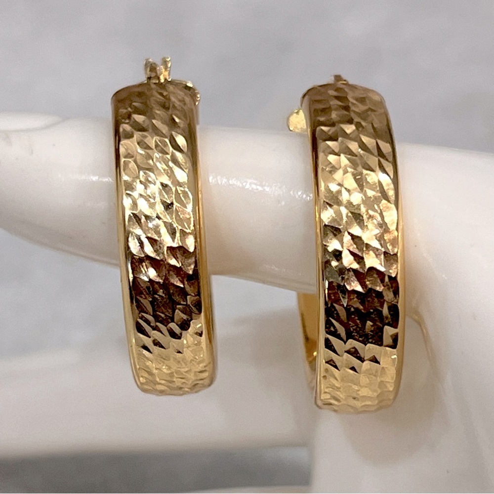 BELLEZZA Diamond Cut Bronze Sterling Silver Hoop Earrings
